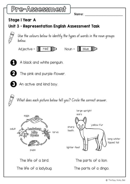 Stage 1 Year A English Pre- and Post-Assessment Unit 3 - Assessment