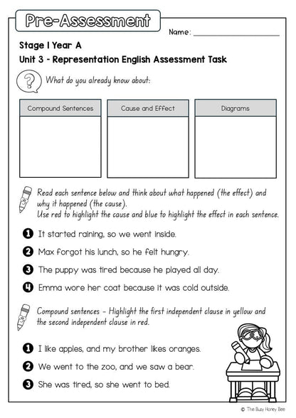 Stage 1 Year A English Pre- and Post-Assessment Unit 3 - Assessment