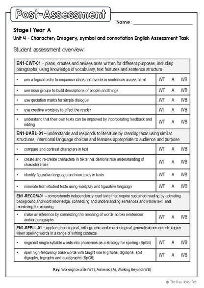 Stage 1 Year A English Pre- and Post-Assessment Unit 4 - Assessment