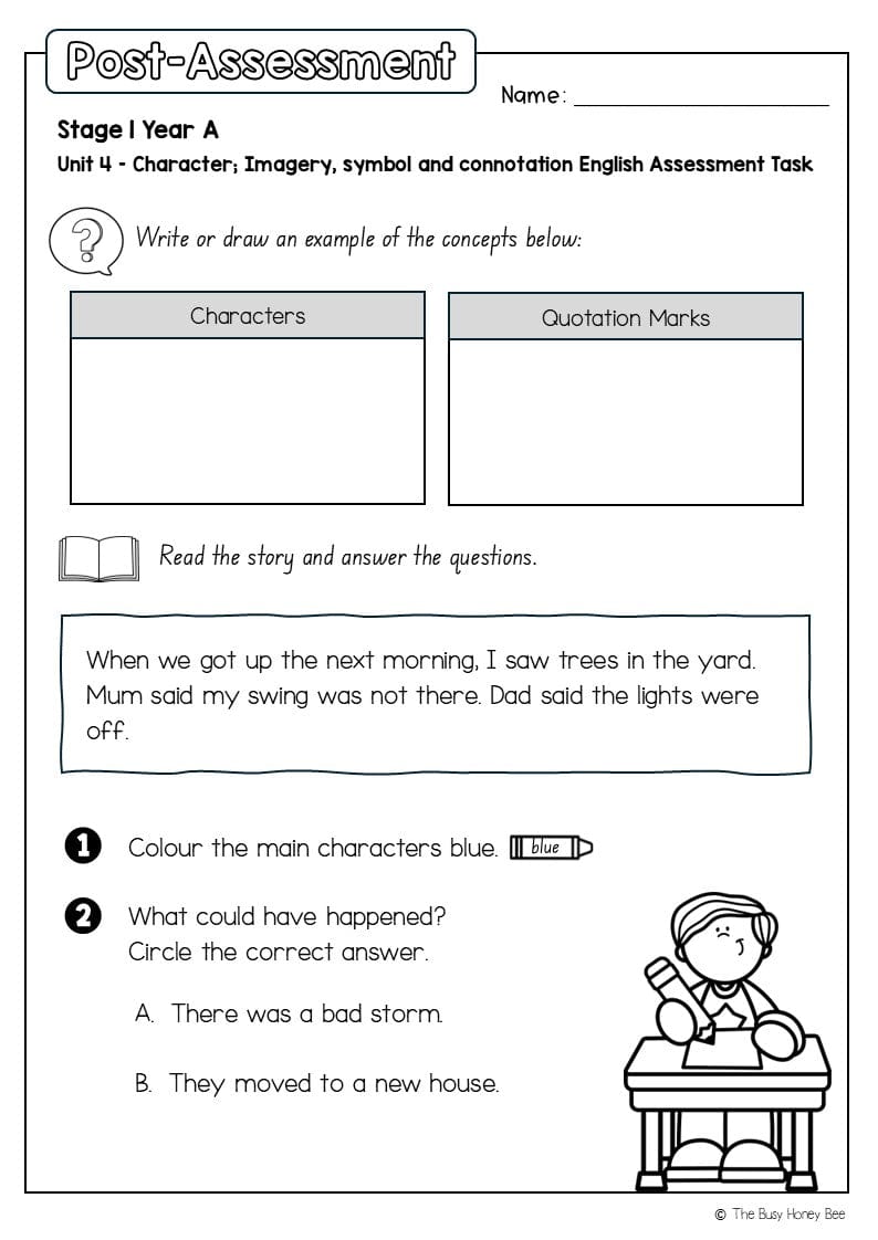 Stage 1 Year A English Pre- and Post-Assessment Unit 4 - Assessment