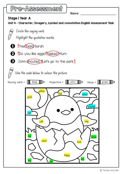 Stage 1 Year A English Pre- and Post-Assessment Unit 4 - Assessment