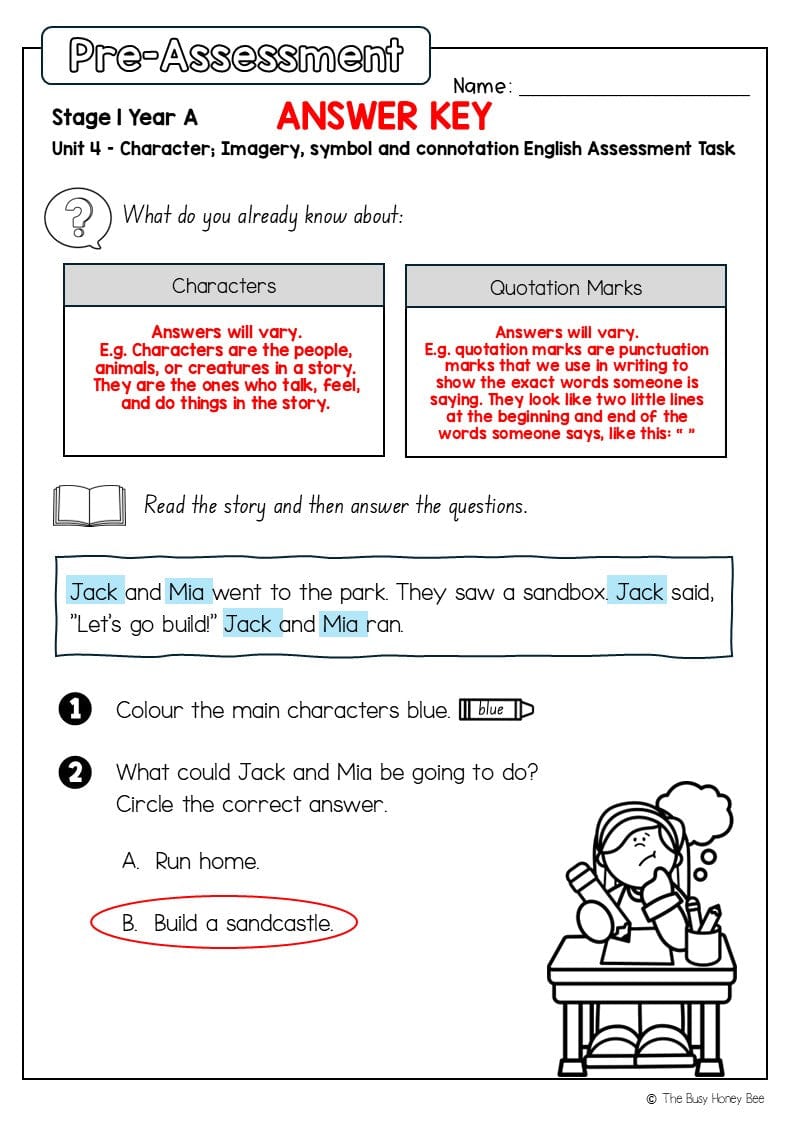 Stage 1 Year A English Pre- and Post-Assessment Unit 4 - Assessment