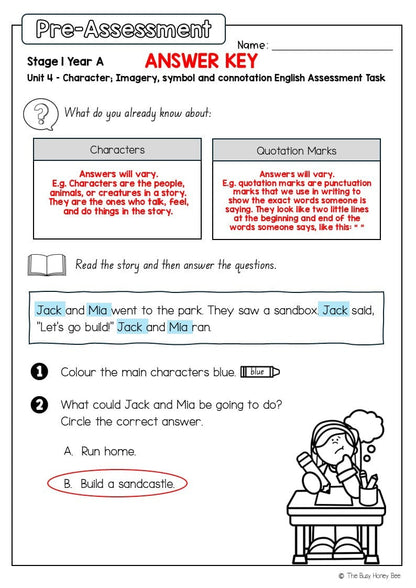 Stage 1 Year A English Pre- and Post-Assessment Unit 4 - Assessment