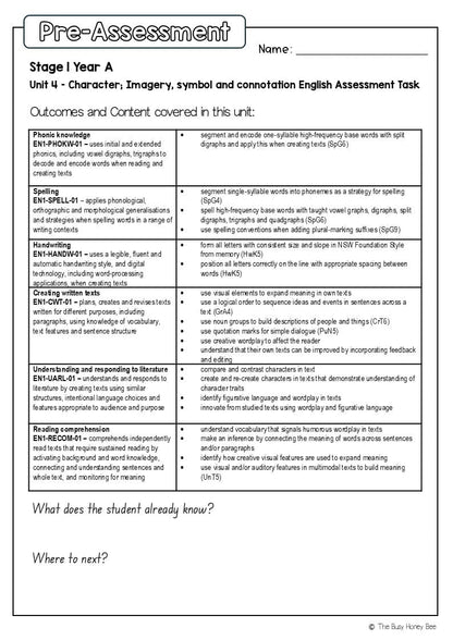 Stage 1 Year A English Pre- and Post-Assessment Unit 4 - Assessment
