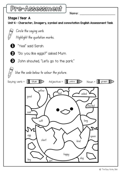 Stage 1 Year A English Pre- and Post-Assessment Unit 4 - Assessment