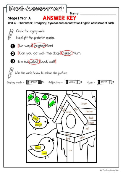 Stage 1 Year A English Pre- and Post-Assessment Unit 4 - Assessment