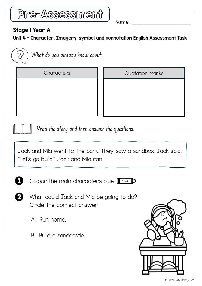Stage 1 Year A English Pre- and Post-Assessment Unit 4 - Assessment