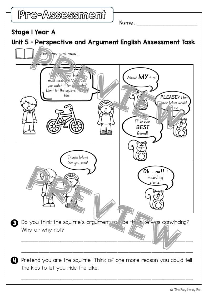 Stage 1 Year A English Pre- and Post-Assessment Unit 5 - Assessment