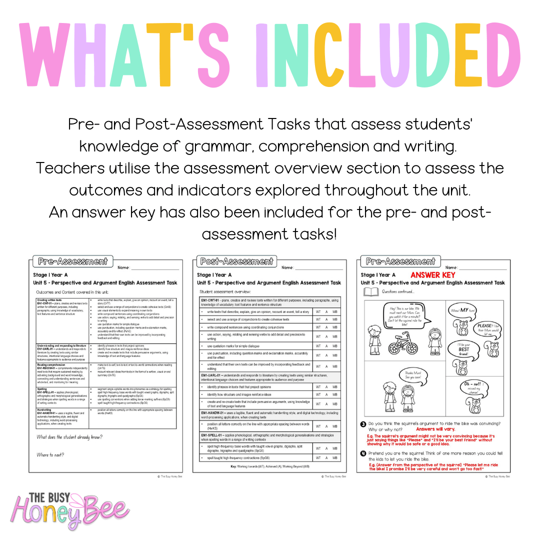 Stage 1 Year A English Pre- and Post-Assessment Unit 5 - Assessment