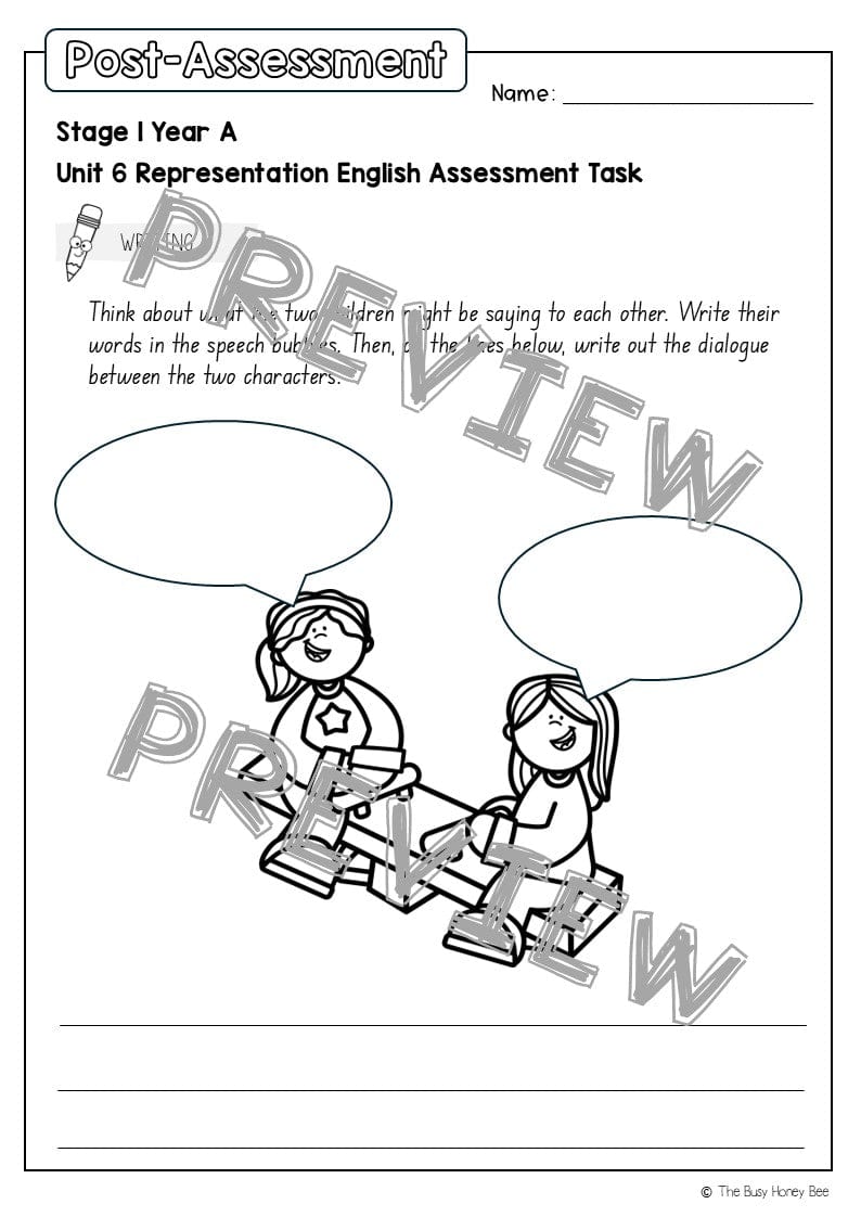 Stage 1 Year A English Pre- and Post-Assessment Unit 6 - Assessment