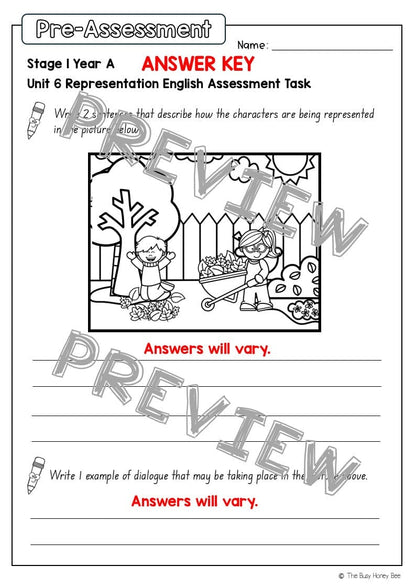 Stage 1 Year A English Pre- and Post-Assessment Unit 6 - Assessment