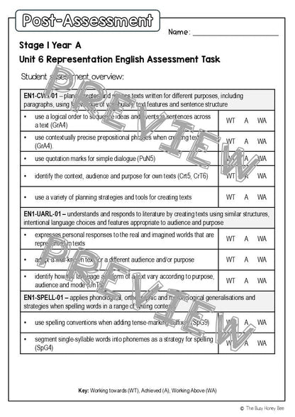 Stage 1 Year A English Pre- and Post-Assessment Unit 6 - Assessment
