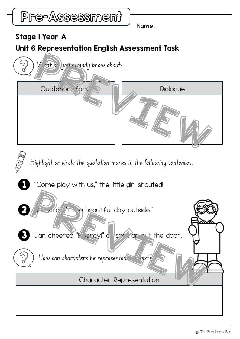 Stage 1 Year A English Pre- and Post-Assessment Unit 6 - Assessment