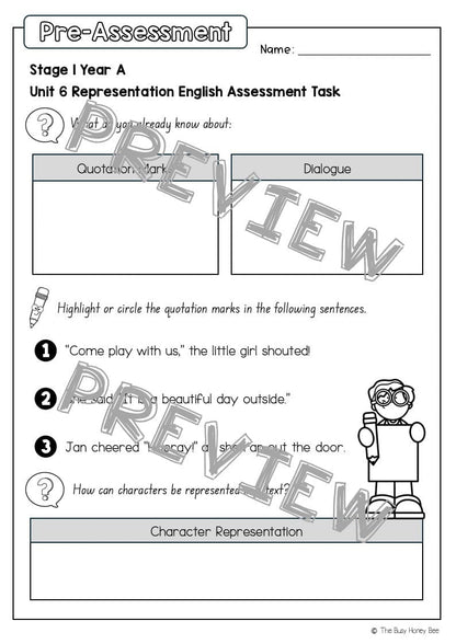 Stage 1 Year A English Pre- and Post-Assessment Unit 6 - Assessment
