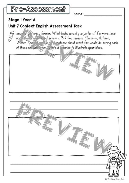 Stage 1 Year A English Pre- and Post-Assessment Unit 7 - Assessment