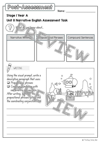 Stage 1 Year A English Pre- and Post-Assessment Unit 8 - Assessment