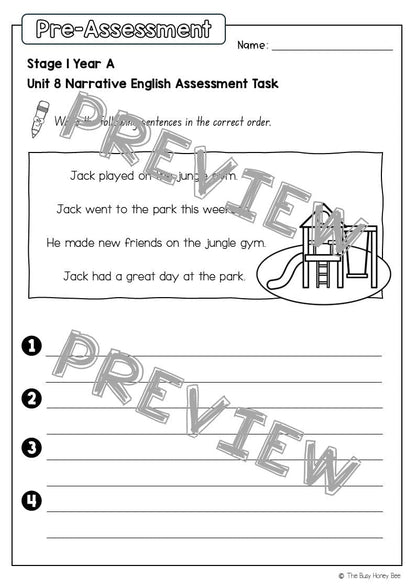 Stage 1 Year A English Pre- and Post-Assessment Unit 8 - Assessment