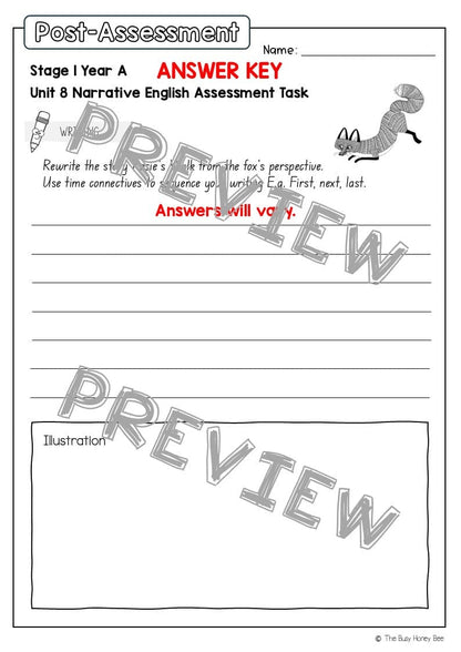 Stage 1 Year A English Pre- and Post-Assessment Unit 8 - Assessment