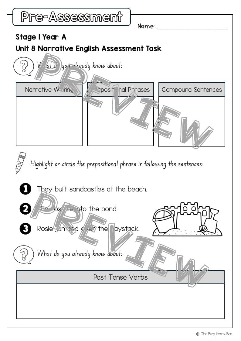 Stage 1 Year A English Pre- and Post-Assessment Unit 8 - Assessment