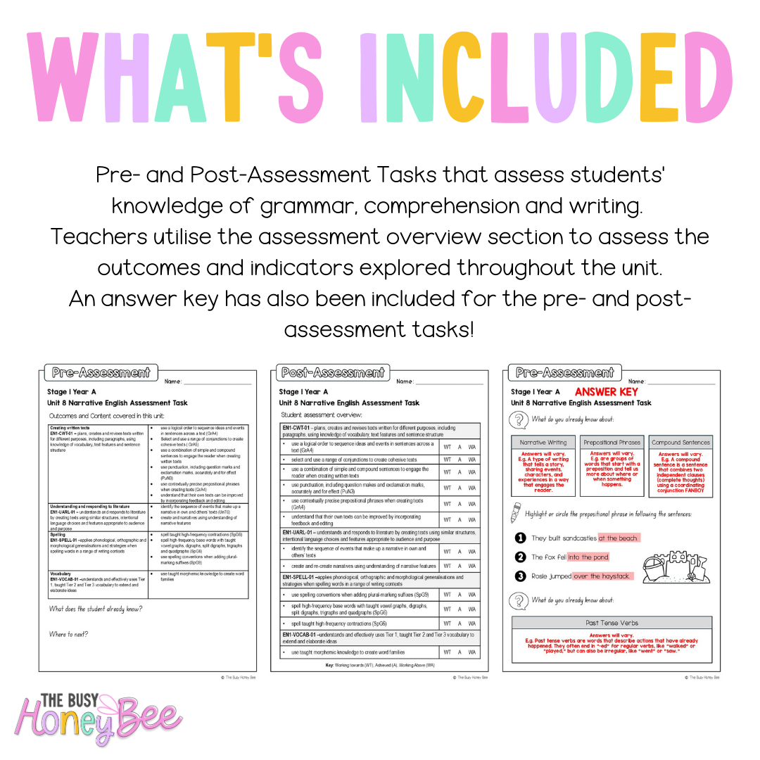 Stage 1 Year A English Pre- and Post-Assessment Unit 8 - Assessment