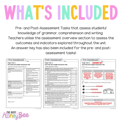 Stage 1 Year A English Pre- and Post-Assessment Unit 8 - Assessment