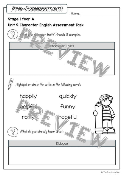 Stage 1 Year A English Pre- and Post-Assessment Unit 9 - Assessment