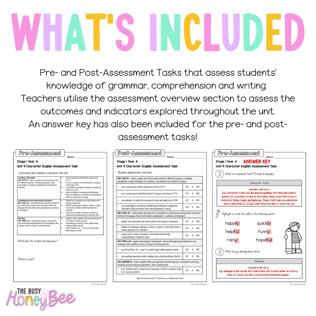 Stage 1 Year A English Pre- and Post-Assessment Unit 9 - Assessment