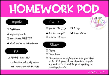 Stage 1 Year A Homework/Learning Pod 10 - Homework | Casual Teaching