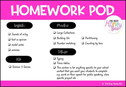 Stage 1 Year A Homework/Learning Pod 11 - Homework | Casual Teaching