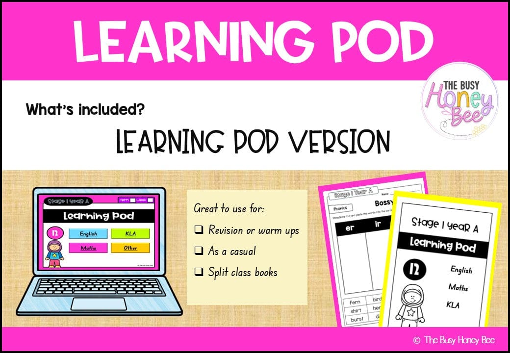 Stage 1 Year A Homework/Learning Pod 12 - Homework | Casual Teaching