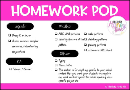 Stage 1 Year A Homework/Learning Pod 12 - Homework | Casual Teaching
