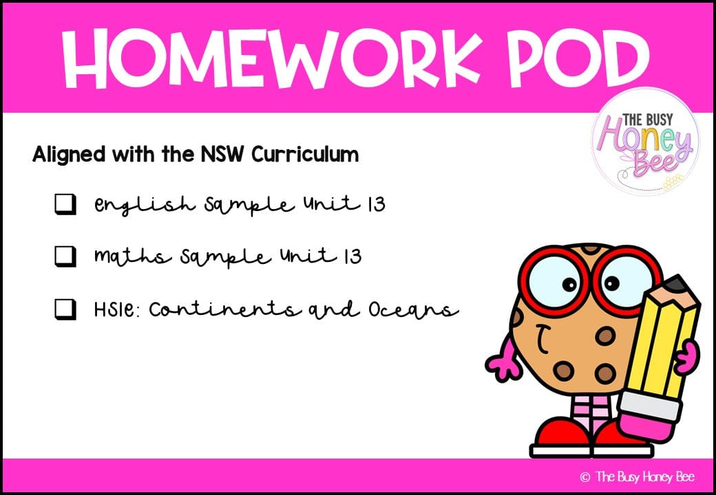 Stage 1 Year A Homework/Learning Pod 13 - Homework | Casual Teaching