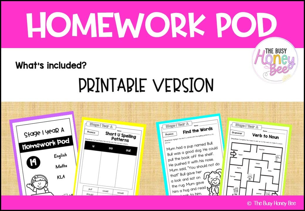 Stage 1 Year A Homework/Learning Pod 14 - Homework | Casual Teaching