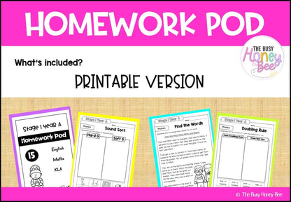 Stage 1 Year A Homework/Learning Pod 15 - Homework | Casual Teaching