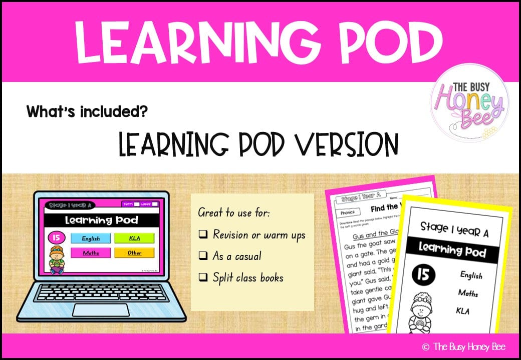 Stage 1 Year A Homework/Learning Pod 15 - Homework | Casual Teaching