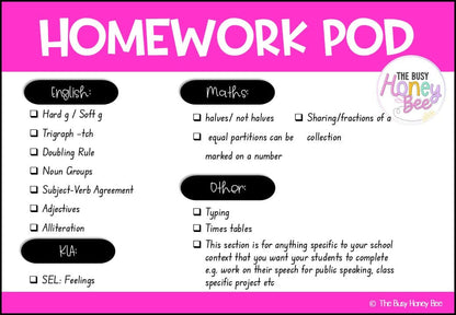 Stage 1 Year A Homework/Learning Pod 15 - Homework | Casual Teaching