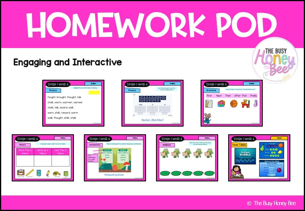 Stage 1 Year A Homework/Learning Pod 17 - Homework | Casual Teaching
