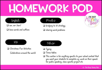 Stage 1 Year A Homework/Learning Pod 20 - Homework | Casual Teaching