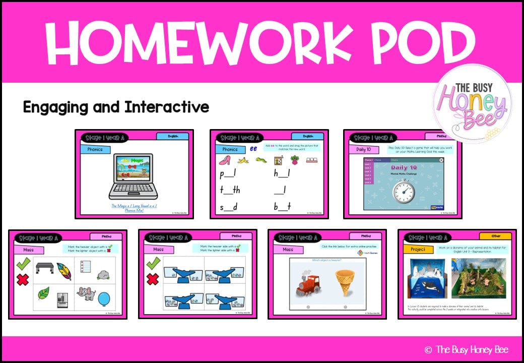 Stage 1 Year A Homework/Learning Pod 3 - Homework | Casual Teaching