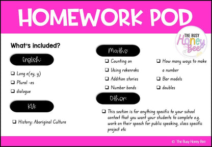 Stage 1 Year A Homework/Learning Pod 4 - Homework | Casual Teaching