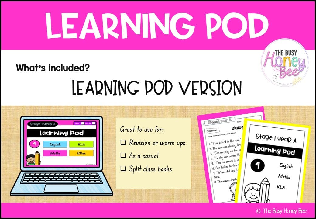 Stage 1 Year A Homework/Learning Pod 4 - Homework | Casual Teaching
