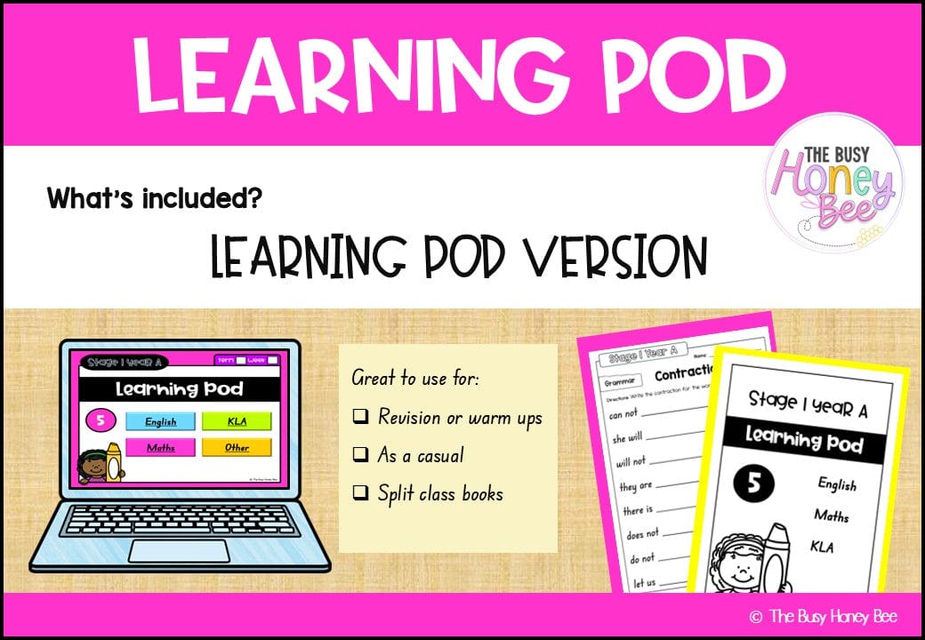 Stage 1 Year A Homework/Learning Pod 5 - Homework | Casual Teaching