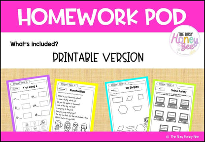 Stage 1 Year A Homework/Learning Pod 5 - Homework | Casual Teaching