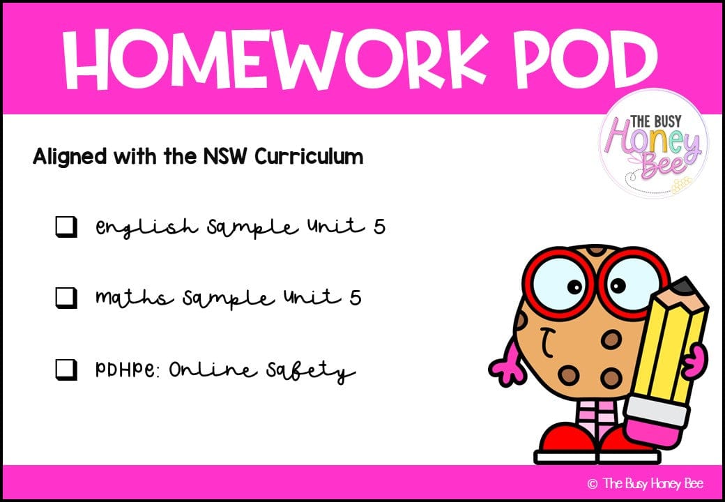 Stage 1 Year A Homework/Learning Pod 5 - Homework | Casual Teaching