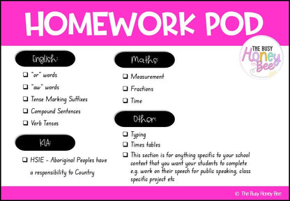 Stage 1 Year A Homework/Learning Pod 8 - Homework | Casual Teaching