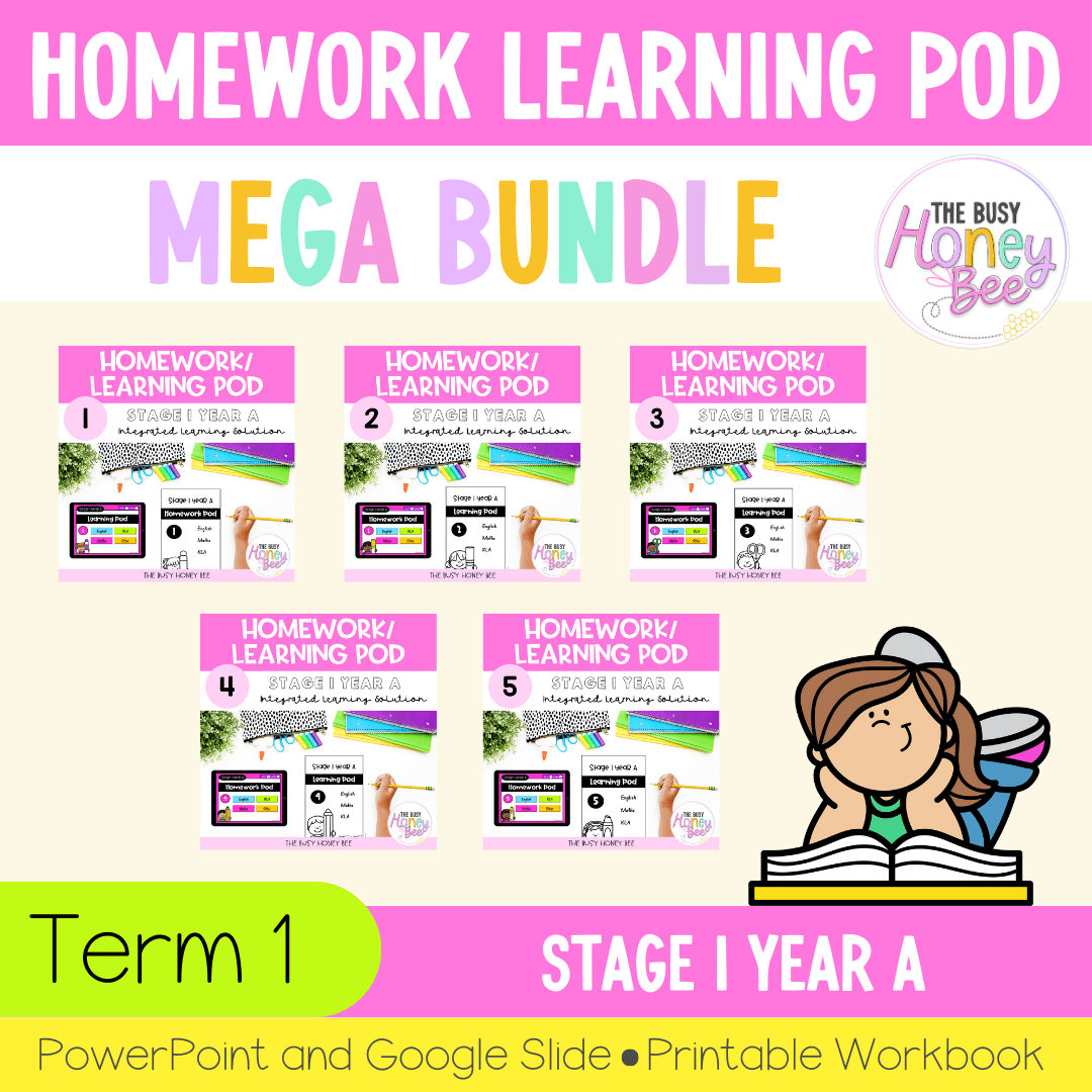 Stage 1 Year A Homework/Learning Pods Term 1 Mega Bundle - Homework | Casual Teaching