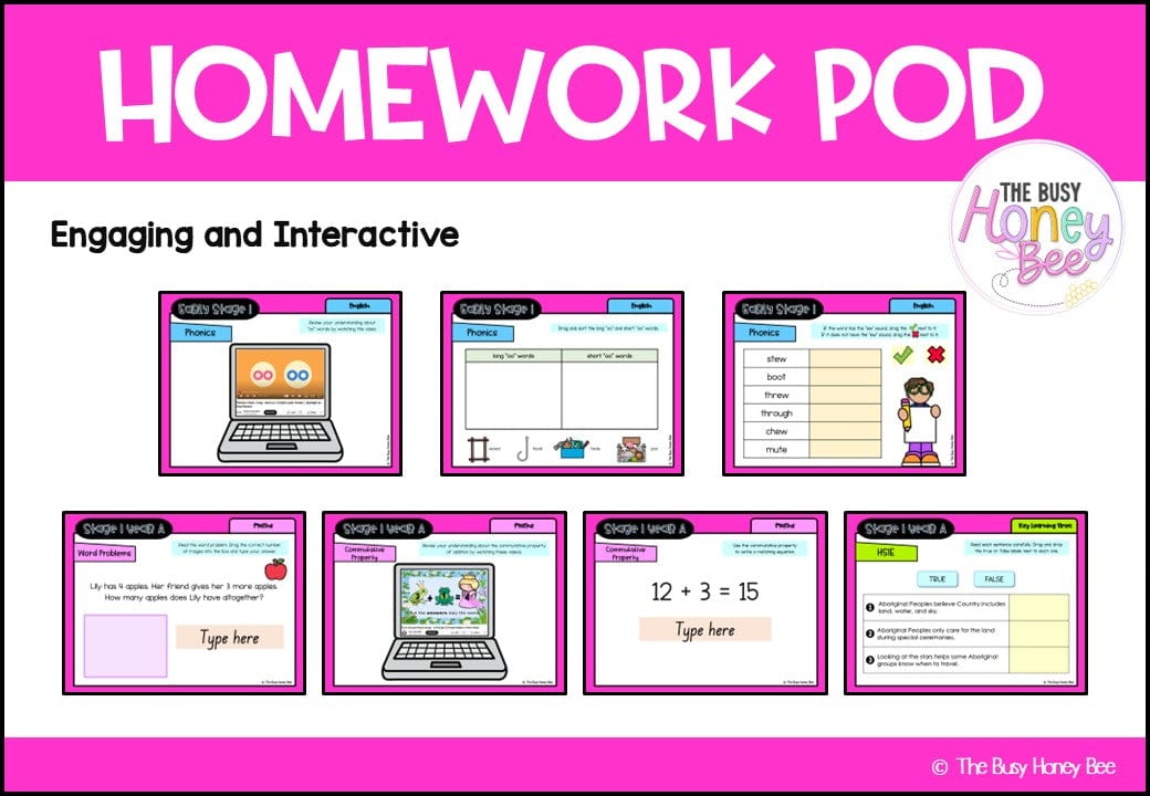 Stage 1 Year A Homework/Learning Pods Term 2 Mega Bundle - Homework | Casual Teaching