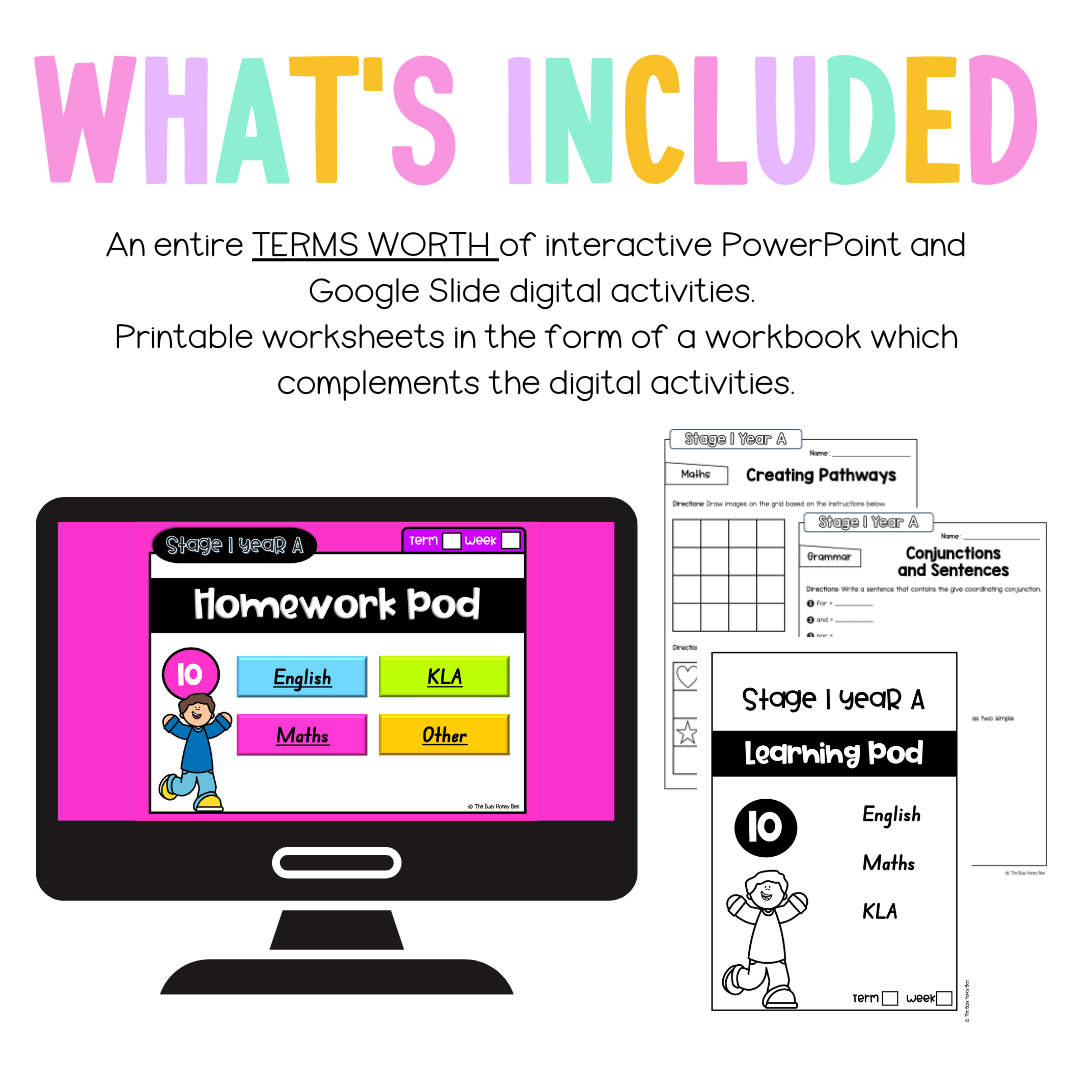 Stage 1 Year A Homework/Learning Pods Term 2 Mega Bundle - Homework | Casual Teaching