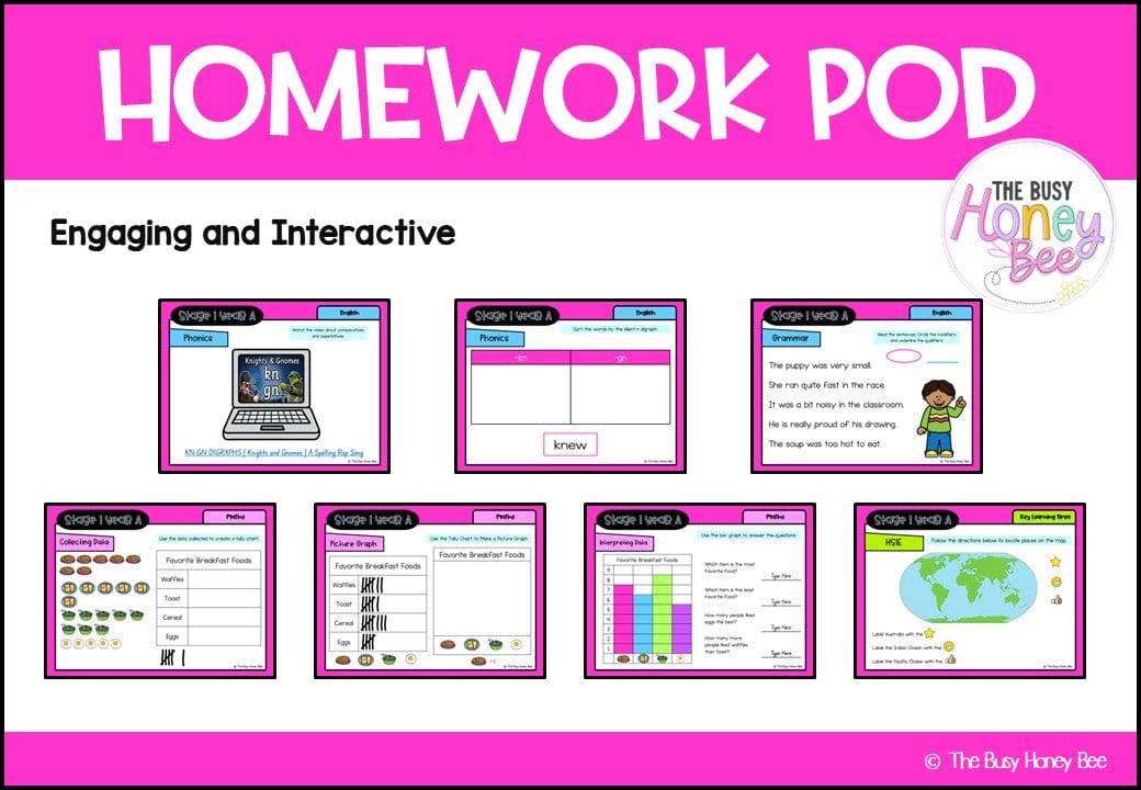 Stage 1 Year A Homework/Learning Pods Term 4 Mega Bundle - Homework | Casual Teaching