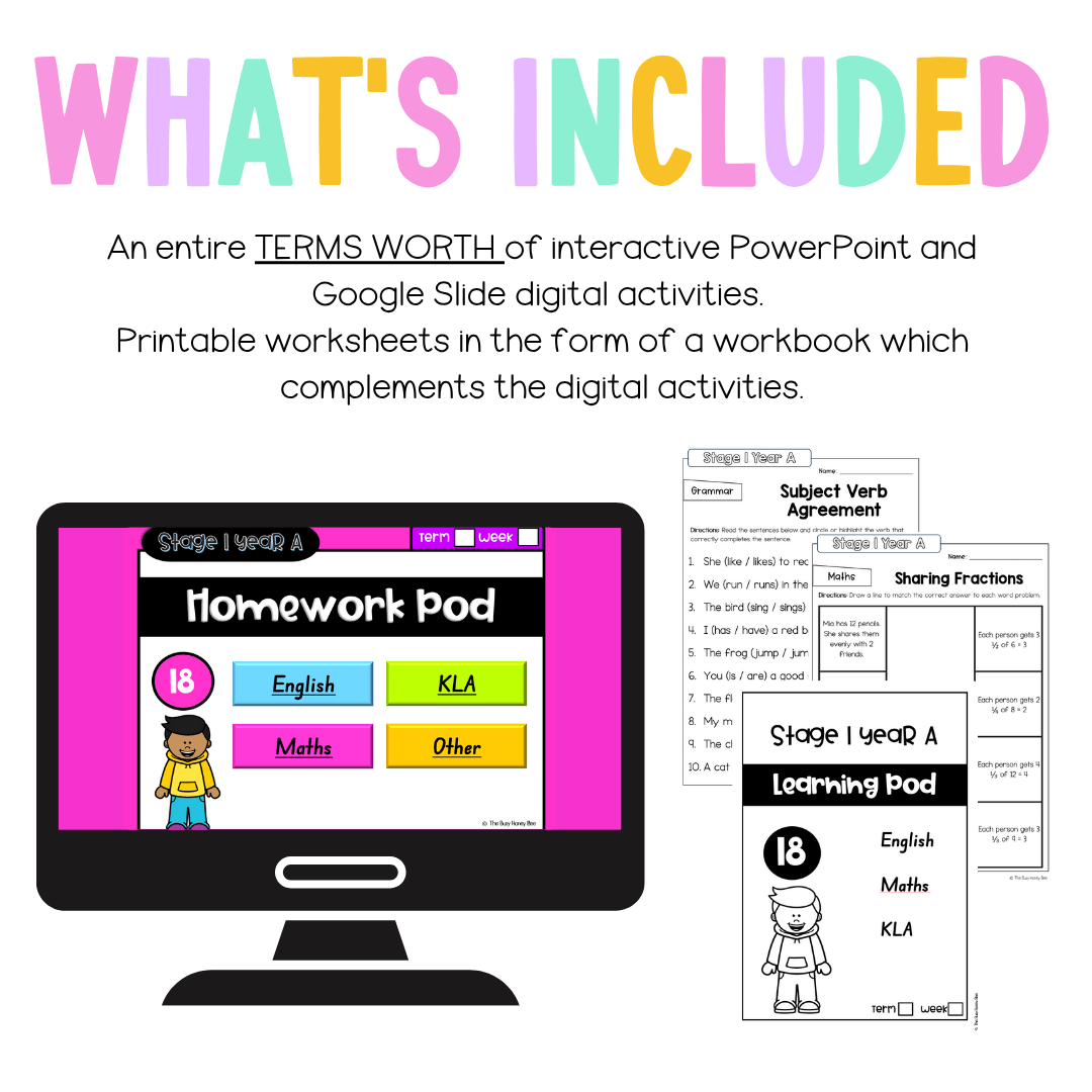 Stage 1 Year A Homework/Learning Pods Term 4 Mega Bundle - Homework | Casual Teaching